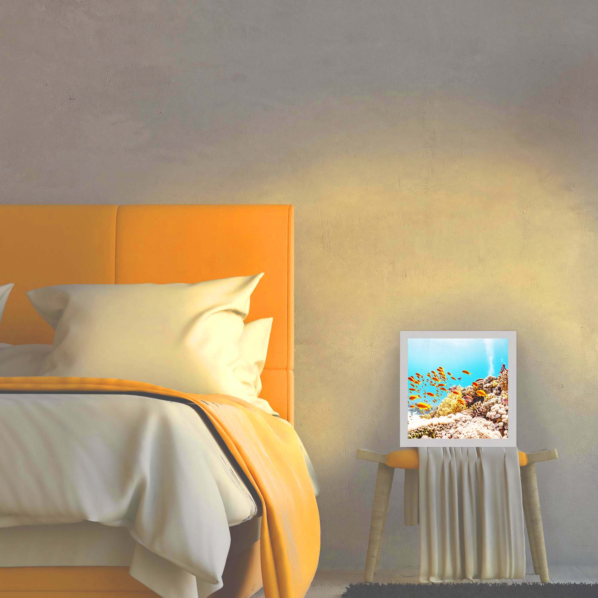 Lampe récif corallien allumée Lampe récif corallien allumée